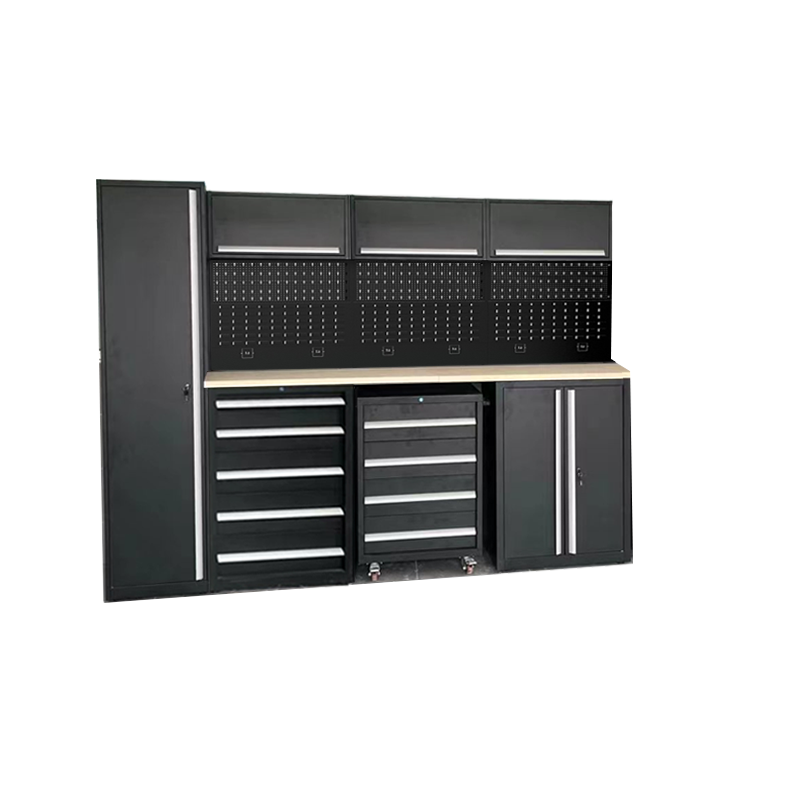 Garage Metal Steel Tool Workbench Drawer Tool Cabinet Group Steel Metal Pegboard Trolley Cart