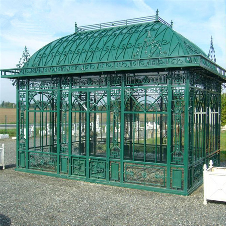 Victorian Style Wrought Iron Steel Glass Gazebo