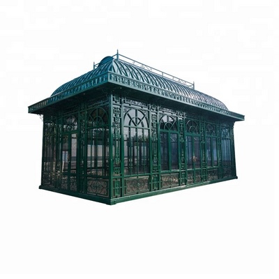 Wrought Iron Victorian Glass Gazebo Antique Garden Pavilion