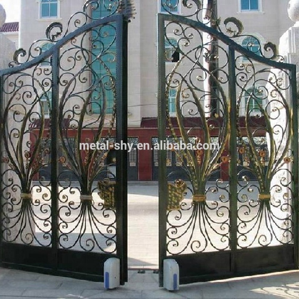 High End Luxury Customized Decorative Metal Wrought Iron Sliding Swing Gate Designs for Homes Villa Office Hot Sale