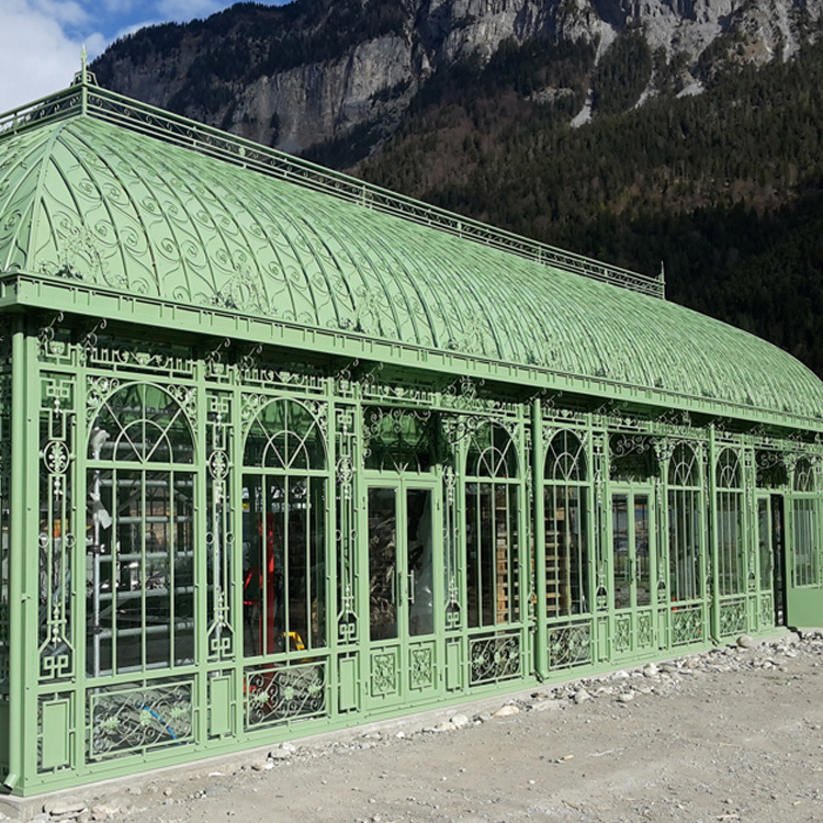 Wrought Iron Garden Glass Gazebo