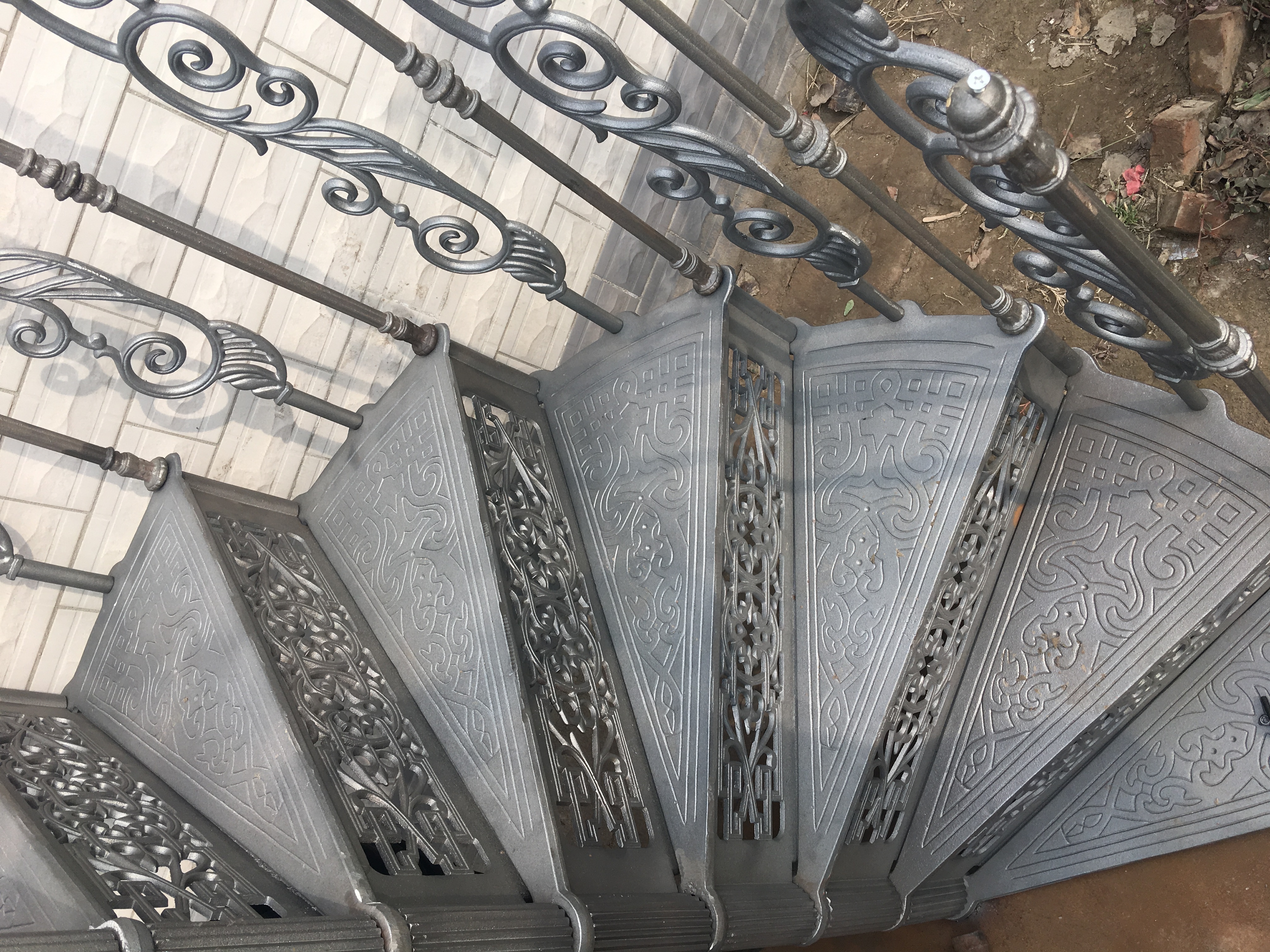 victorian spiral outdoor staircase galvanized with staircase tiles step