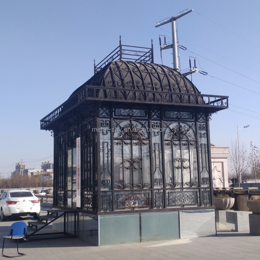 Outdoor garden pavilion, antique metal garden greenhouse