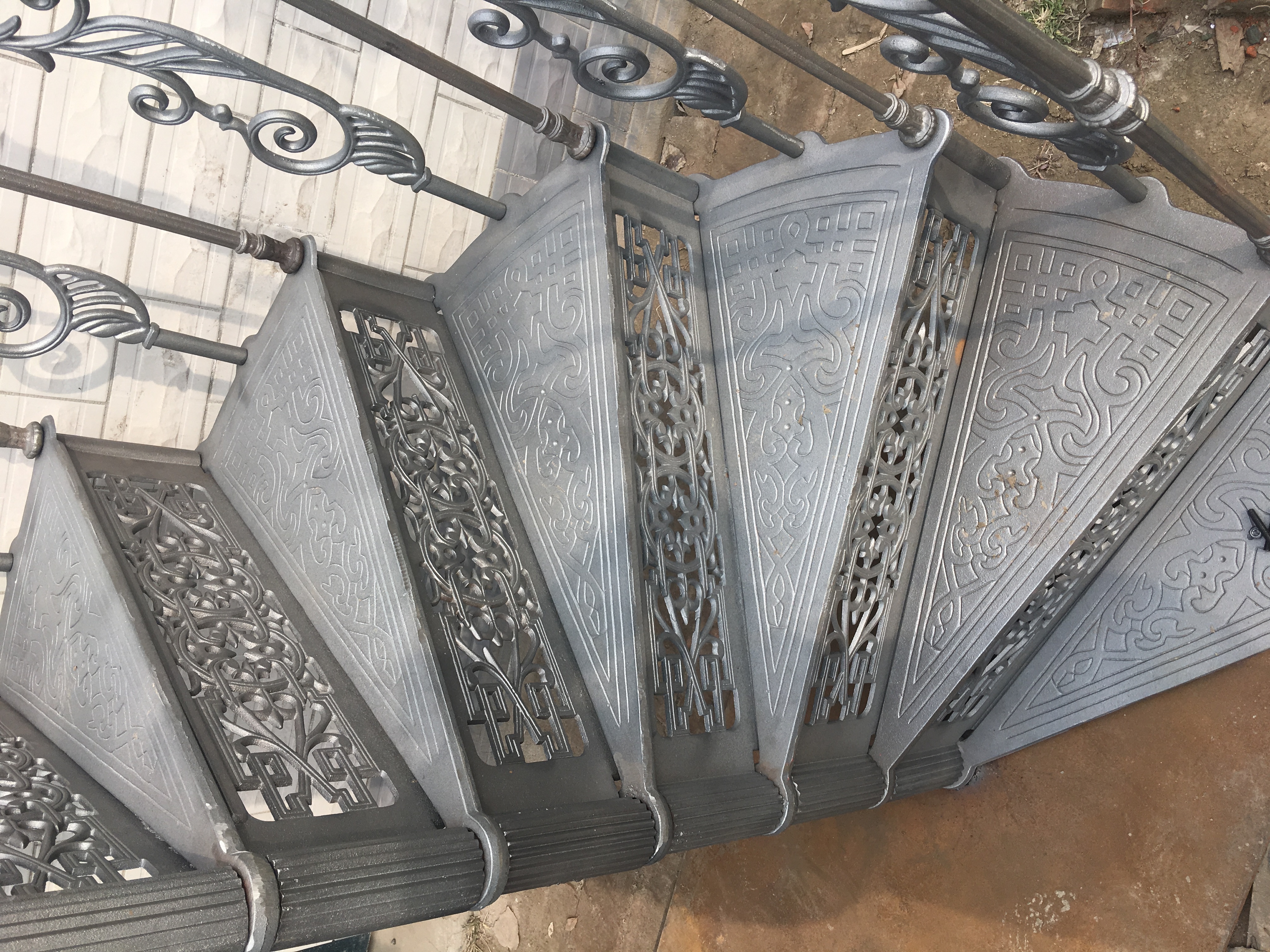 victorian spiral outdoor staircase galvanized with staircase tiles step