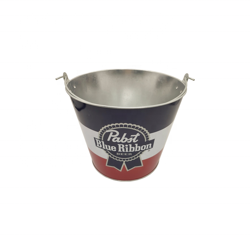 galvanized ice bucket for 6 bottles of beer metal ice bucket with custom printing 5L ice bucket