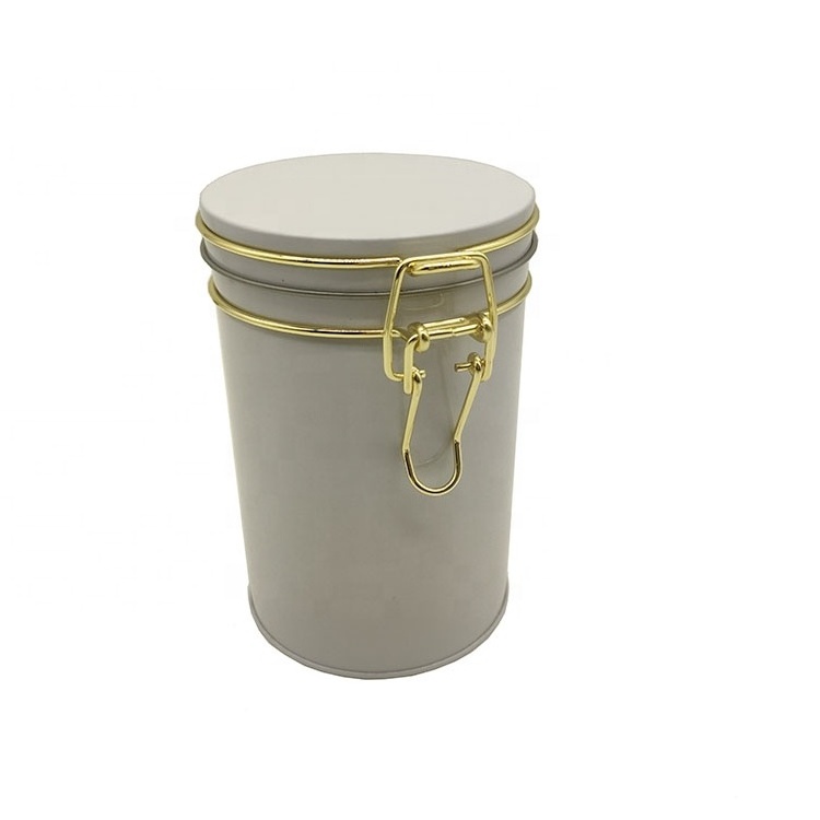 22oz 25oz 32oz 37oz around coffee tin can with clasp and rubber seal custom printing airtight coffee tin canister