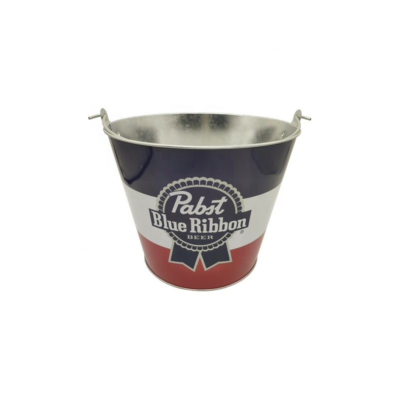 galvanized ice bucket for 6 bottles of beer metal ice bucket with custom printing 5L ice bucket