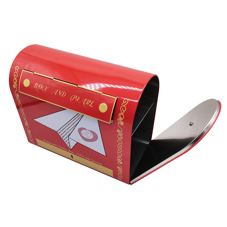 big postbox shape tin box for Christmas small mailbox shaped tin box for dry food toys package custom tin box