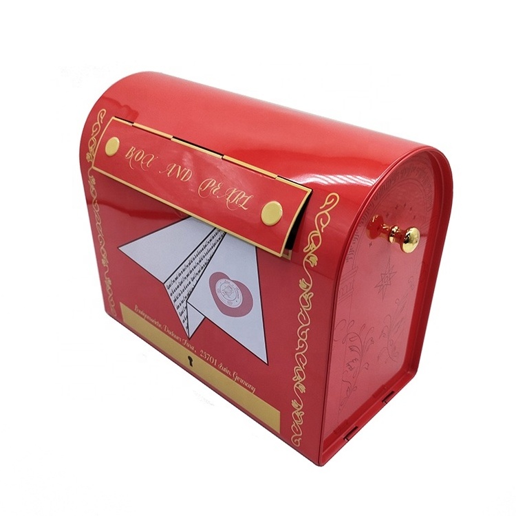 custom print luxury mailbox shaped tin box Christmas gift tin box irregular shape tin box for dry food package