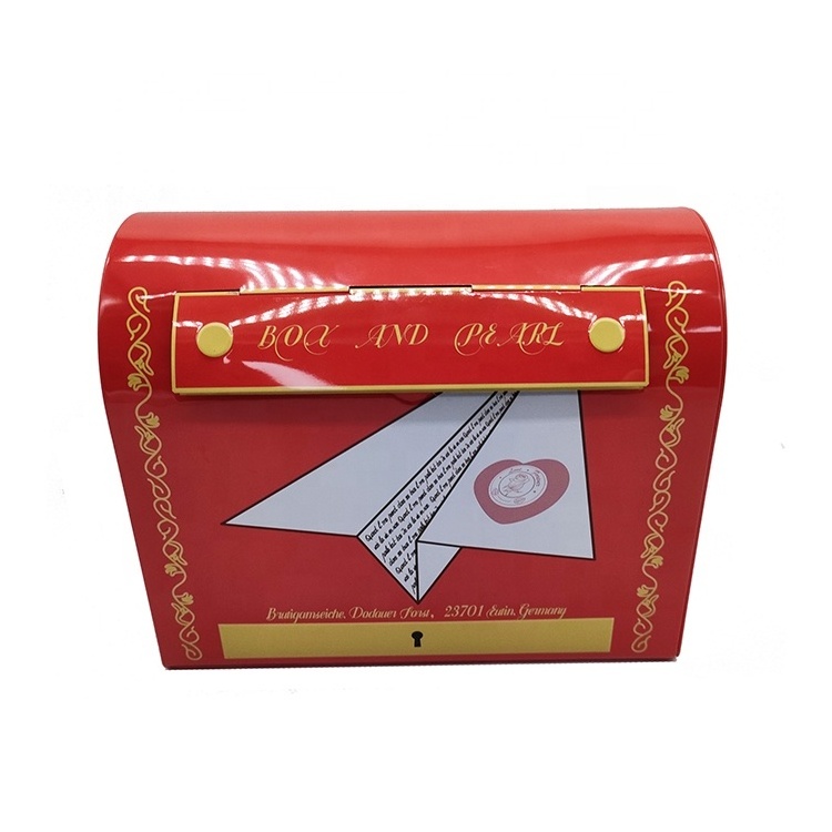 luxury Christmas tin box big mailbox shaped tin box for cookie biscuit  custom print mailbox tin box