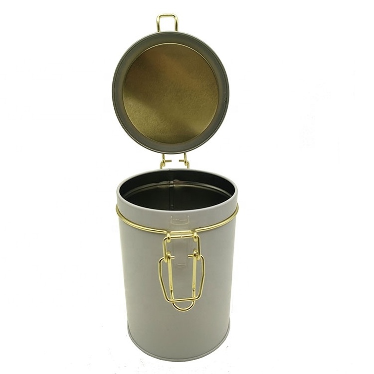 22oz 25oz 32oz 37oz around coffee tin can with clasp and rubber seal custom printing airtight coffee tin canister