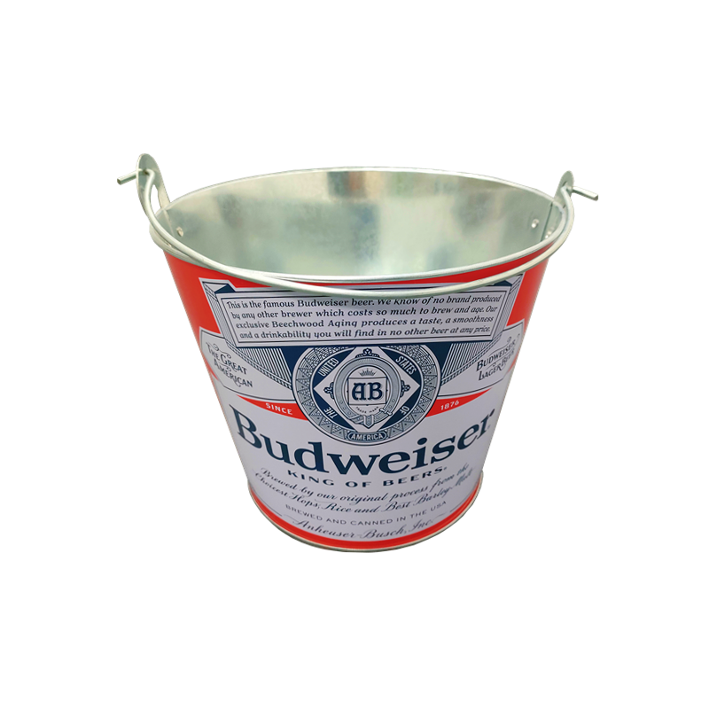 galvanized ice bucket for 6 bottles of beer metal ice bucket with custom printing 5L ice bucket