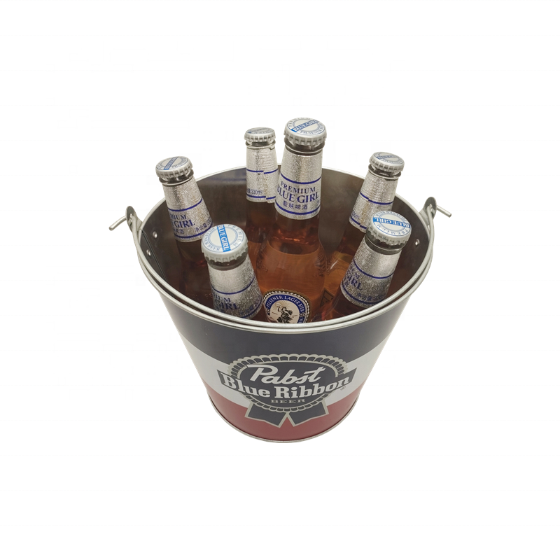 galvanized ice bucket for 6 bottles of beer metal ice bucket with custom printing 5L ice bucket