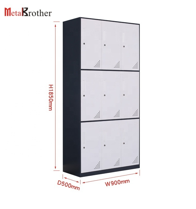 Modern Metal Wardrobe Locker Steel 3 Doors Narrow Edge Clothes Storage Cabinet For Office Student Bedroom Used