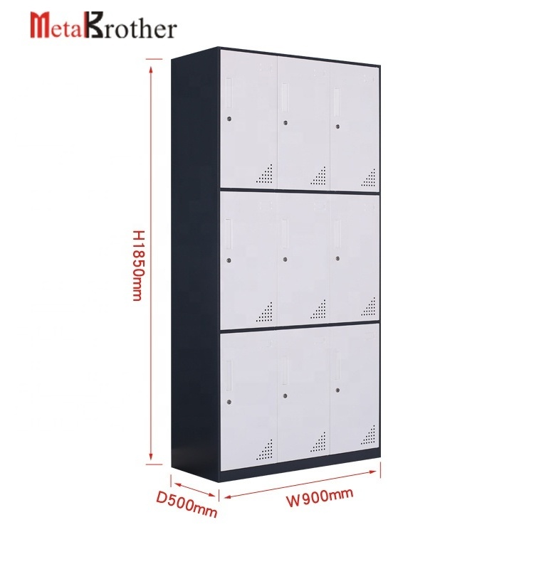 Modern Metal Wardrobe Locker Steel 3 Doors Narrow Edge Clothes Storage Cabinet For Office Student Bedroom Used