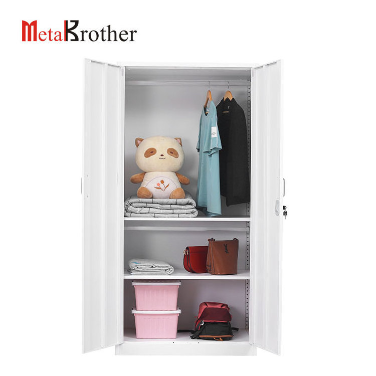 Home Furniture Wardrobe Bedroom  Closet 2 Door Clothing Steel Wardrobe Metal Wardrobe Design