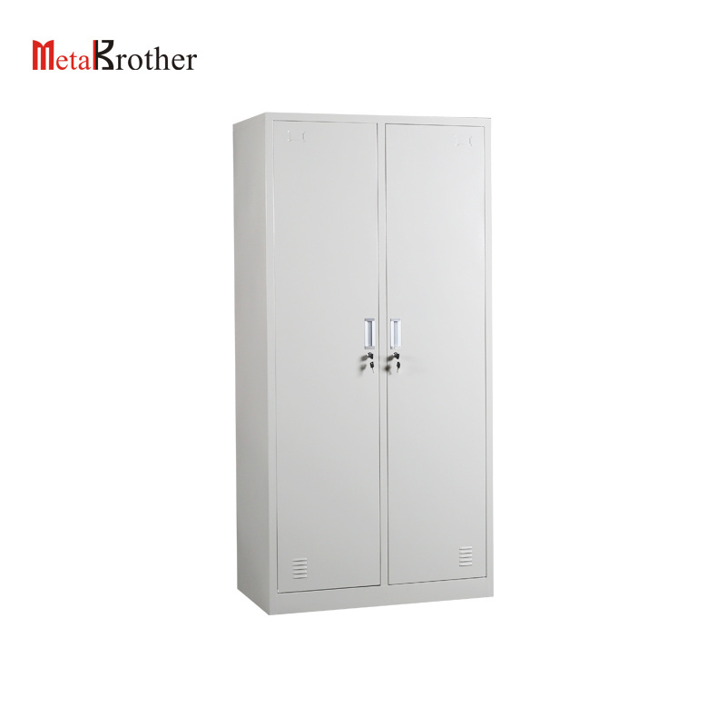 Single Door Steel Staff Locker Metal Clothes Storage Luggage Lockers Cabinet 2 Doors Steel Dresser Wardrobe With Mirror