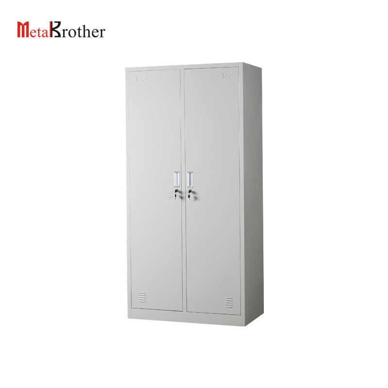 Single Door Steel Staff Locker Metal Clothes Storage Luggage Lockers Cabinet 2 Doors Steel Dresser Wardrobe With Mirror