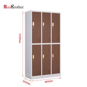 Steel Colorful 6 Door Closet Wardrobe Metal Bedroom Design Wardrobe Cabinet For Gym Office Staff Clothes Storage Cheap Price