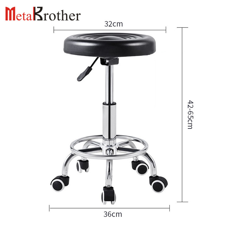 Metalbrother Round Black Antistatic Polyurethane Chair For Work Lab Office Stool