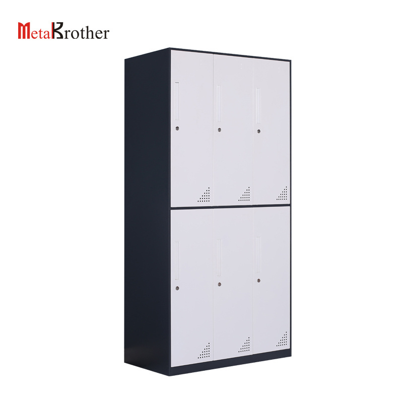 6 Doors Steel Thin Frame Wardrobe Locker With Mirror For Office Employee Staff Used Metal Clothes Storage Cabinet Cheap Price