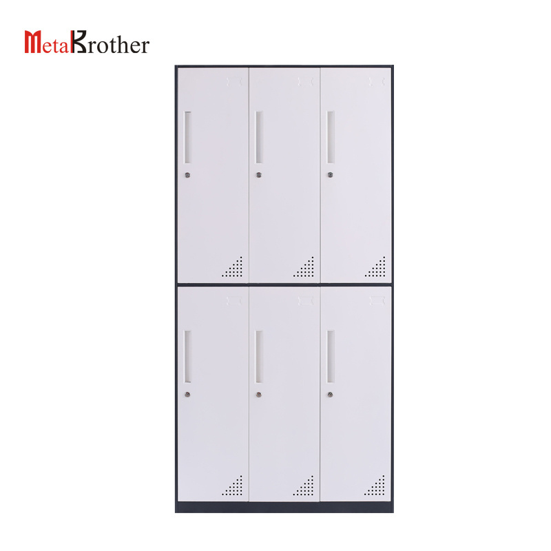 6 Doors Steel Thin Frame Wardrobe Locker With Mirror For Office Employee Staff Used Metal Clothes Storage Cabinet Cheap Price