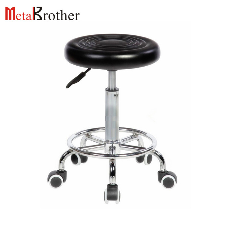 Metalbrother Round Black Antistatic Polyurethane Chair For Work Lab Office Stool