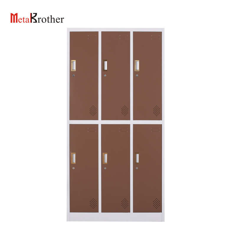 Steel Colorful 6 Door Closet Wardrobe Metal Bedroom Design Wardrobe Cabinet For Gym Office Staff Clothes Storage Cheap Price