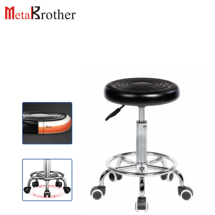 Metalbrother Round Black Antistatic Polyurethane Chair For Work Lab Office Stool