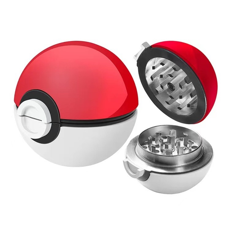 Amazon hot selling 3 layer metal cartoon pokeball dragon ball pikachu smoking tobacco herb grinders