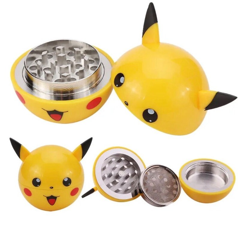 Creative Style High Quality Zinc Alloy Tobacco Herb Grinder Smoking Accessories 3 Layers Pokeball Pikachu Metal Grinder