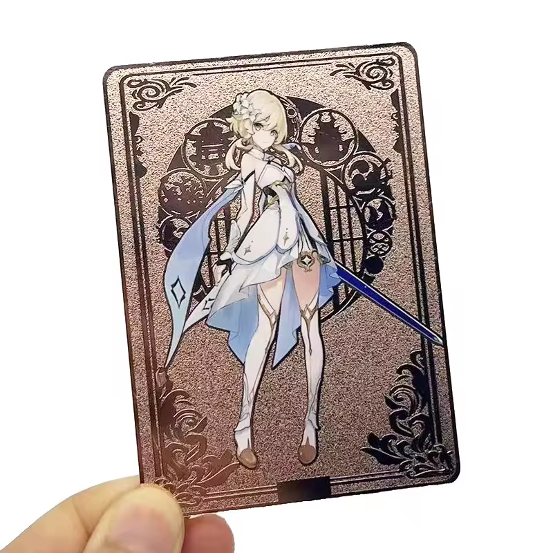 Customize Any Anime Character Metal Field Center Cards Golden Metal Game Trading Card Gold Metal Cartoon Playing Card