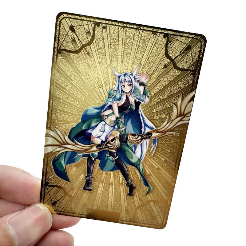 Customize Any Anime Character Metal Field Center Cards Golden Metal Game Trading Card Gold Metal Cartoon Playing Card