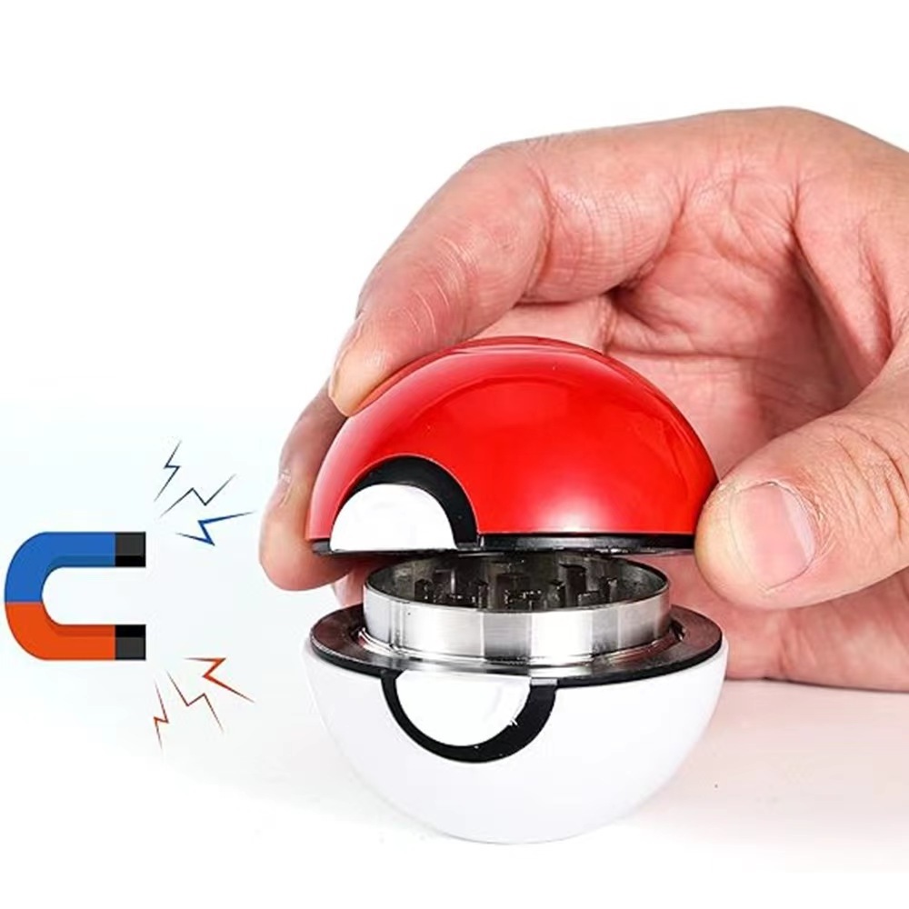 Amazon hot selling 3 layer metal cartoon pokeball dragon ball pikachu smoking tobacco herb grinders