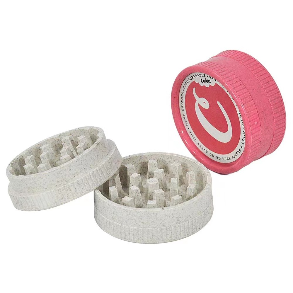 Custom logo 54mm pink environmentally friendly smoke herb grinders plant fiber biodegradable hemp plastic grinder