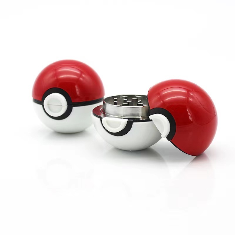 High quality Wholesale Zinc Alloy Metal Tobacco Crusher Pokemon Pokeball Herb Spice Grinder