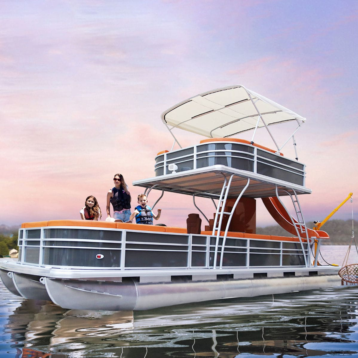 2023 Kinocean Best Quality Recreational Double Decker Aluminum pontoon Boat With Comfortable Sofas For Sale