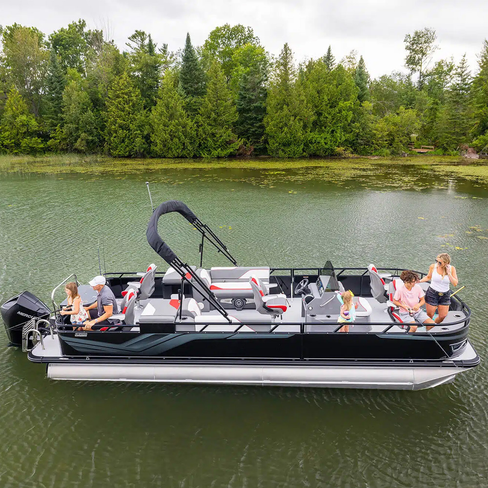 Kinocean High Performance Cruising Fishing Aluminum Pontoon Boat with Outboard Engine and Four Fishing Seats Hot Selling Sale