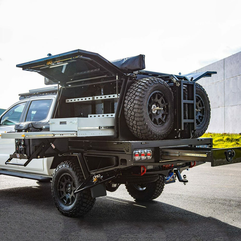 Lightweight Pop-Top Aluminum Truck Camper Ute Canopy with Roof Top Tent OEM Customized Support