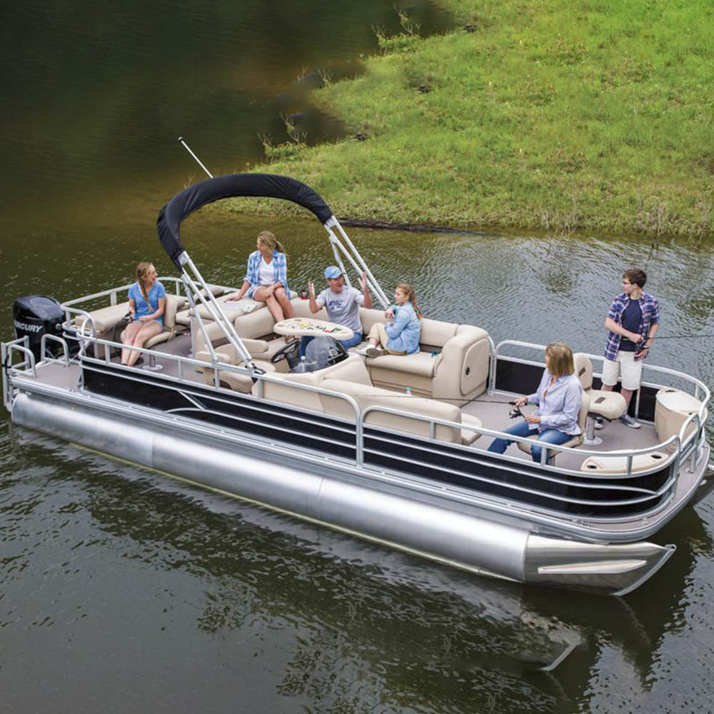 High Quality Customizable Fishing Pontoon Boat New Rowing Boat with Fiberglass Fence and Center Consoles for Sale