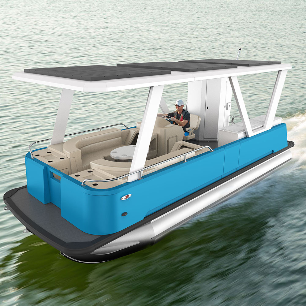 Factory Customized New Energy Luxury Aluminum Pontoon Boat with Elegant Interior for Drifting in Ocean Waters for Sale