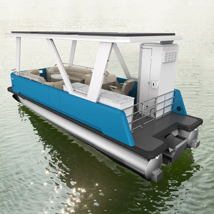 Factory Customized New Energy Luxury Aluminum Pontoon Boat with Elegant Interior for Drifting in Ocean Waters for Sale