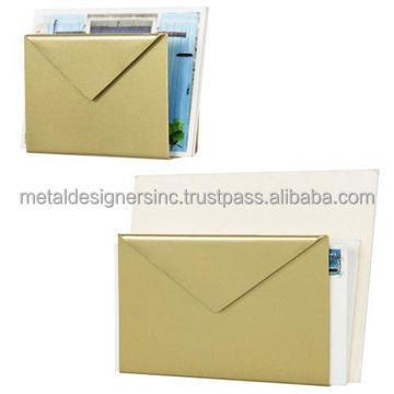 S/2 Modern Gold Metal Wall mounted & Desktop Mail Holder, Letter Organizer envelope Design Letter Sorter Mail Holder Rack