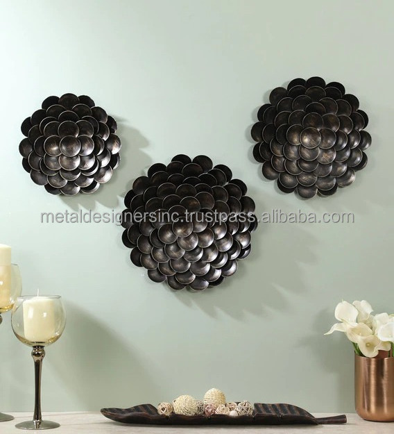 Set of 3 Brown Metal Wall Art Antique Home decor for Living Room, Bed Room and drawing Room