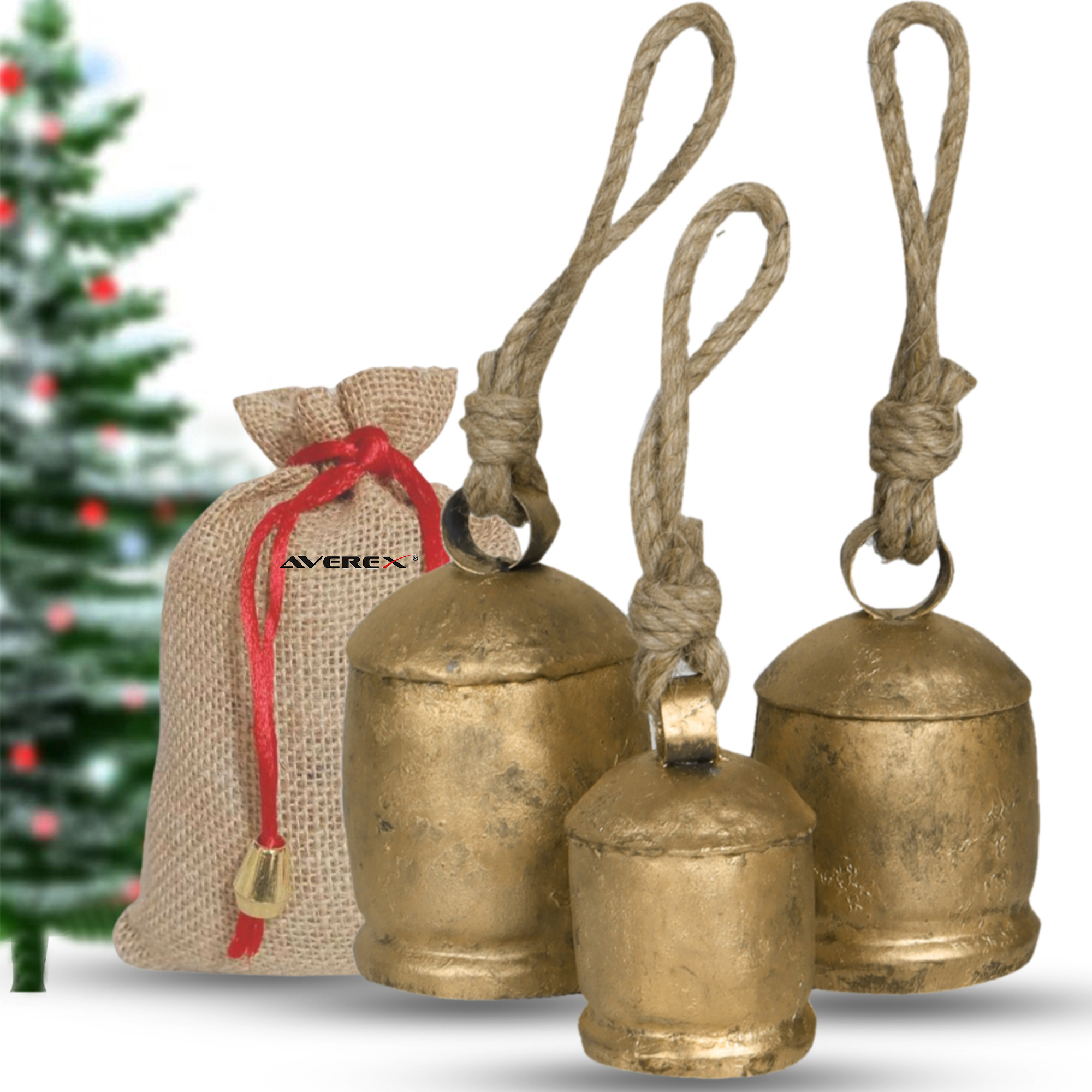 Indian wholesale Christmas decortin Antique brass bells large Handcraft Christmas tibetan Large handcrafted cluster