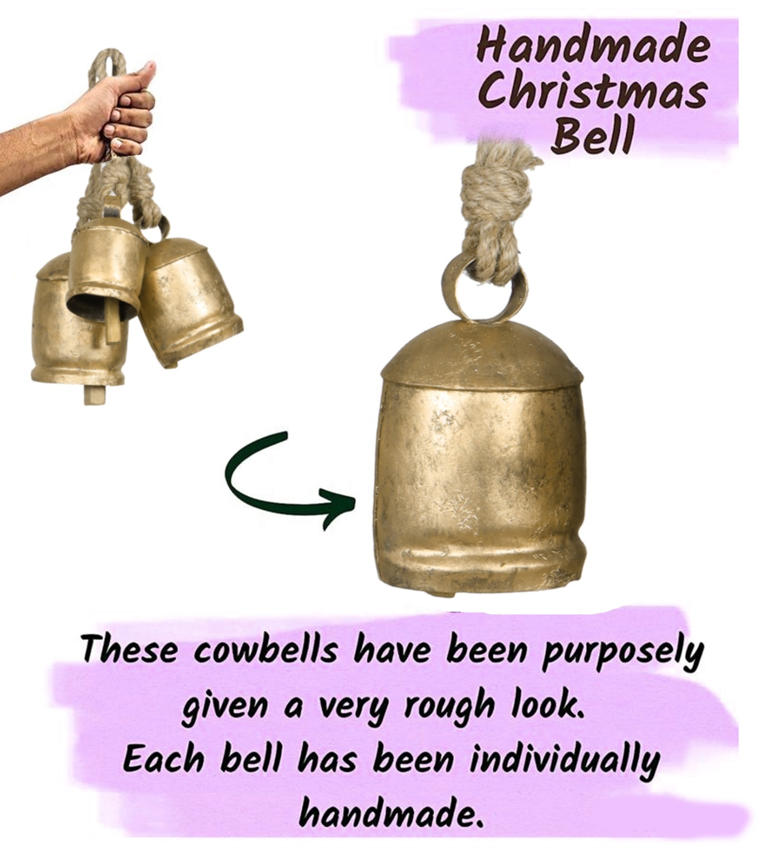 Indian wholesale Christmas Antique brass bells large Handcraft Christmas Antique brass bellsLarge handcrafted cluster