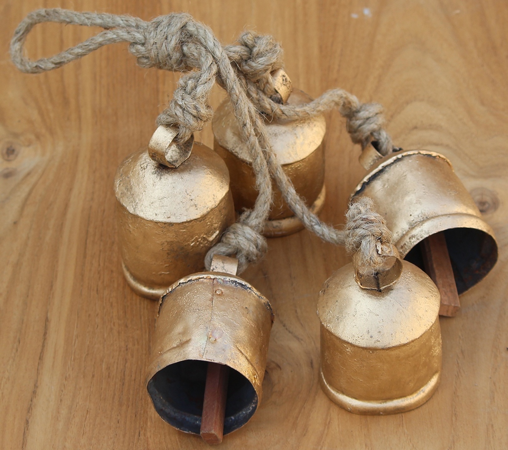 Indian wholesale Christmas decor brass bells silver large Antique brass bells Large handcrafted cluster Printed Christmas bell