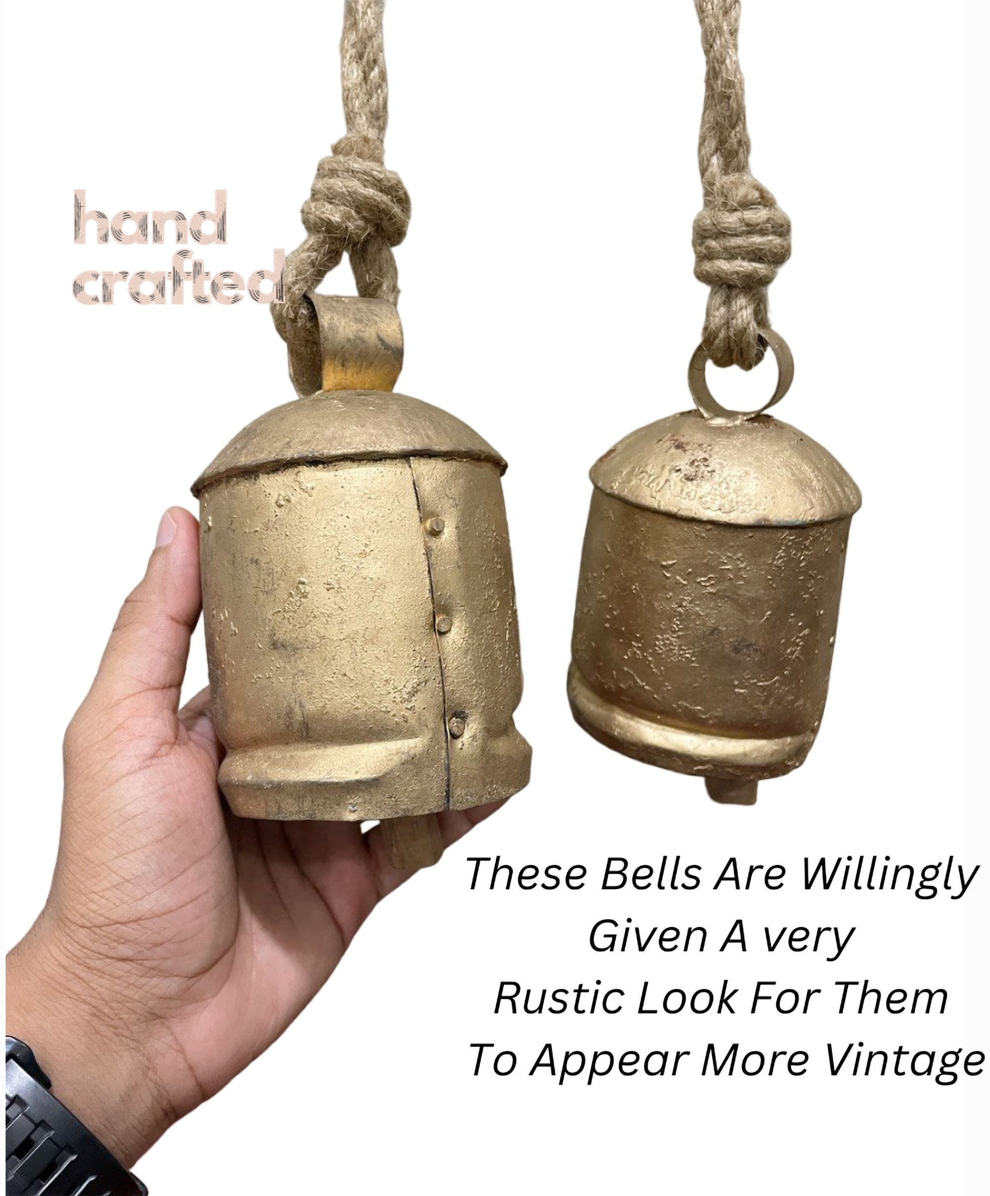 Low cost New Indian Wholesale of Antique brass bells silver large Handcraft Christmas tibetan bells cluster small set of 3 size