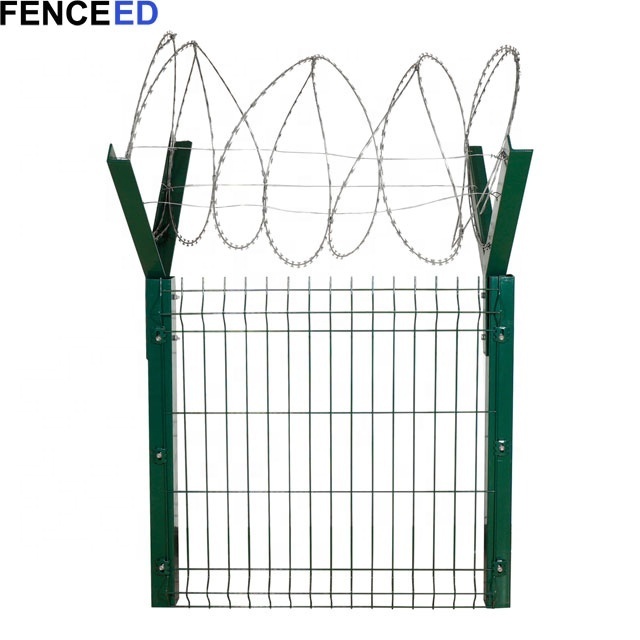 High Quality PVC Coated 3D Bend Fence/ Welded Wire Mesh Airport Security Fence with Razor Wire.