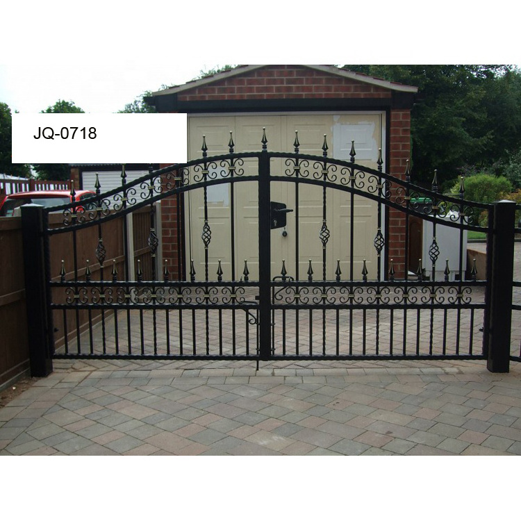 Swing Gate European Galvanized Electric Automatic Driveway Modern Metal Iron Fencing, Trellis & Gates Powder Coated Metal Bars